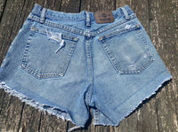 Vintage Cowgirl Wrangler One Of A Kind Light Blue Jean Upcycled Cut Off Shorts